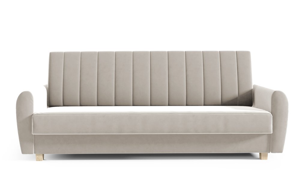 SELSEY Wersalka trzyosobowa Diffa jasnobeżowa z pojemnikiem welur hydrofobowy