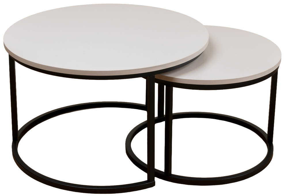 SELSEY Zestaw dwóch stolików kawowych Complle okrągłe 75 i 58 cm kaszmir/czarne