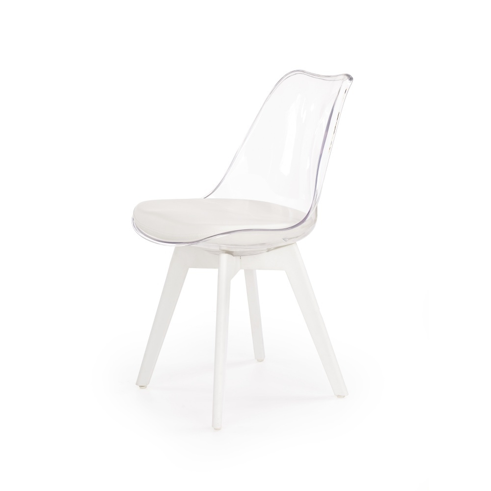 SELSEY Krzesło Sigetec transparentne z białą podstawą