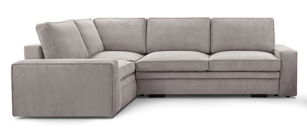 SELSEY Narożnik z funkcją spania Toledo lewostronny z pojemnikiem ciemnobeżowy sztruks