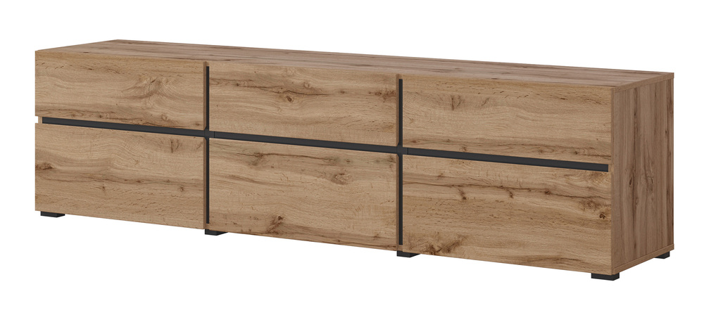 SELSEY Komoda Kruzoe 48 cm z trzema szufladami i trzema szafkami dąb wotan