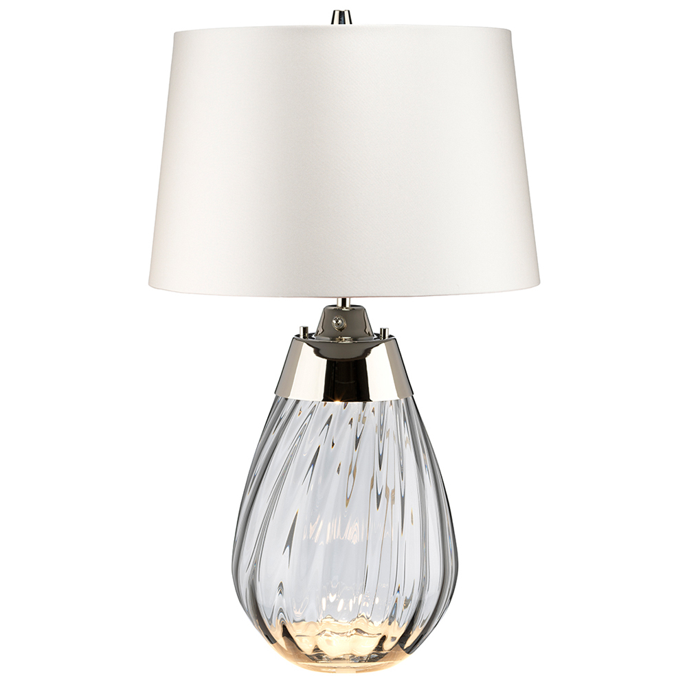 SELSEY Lampa stołowa Leensy z satyny średnica 35 cm biała/szara