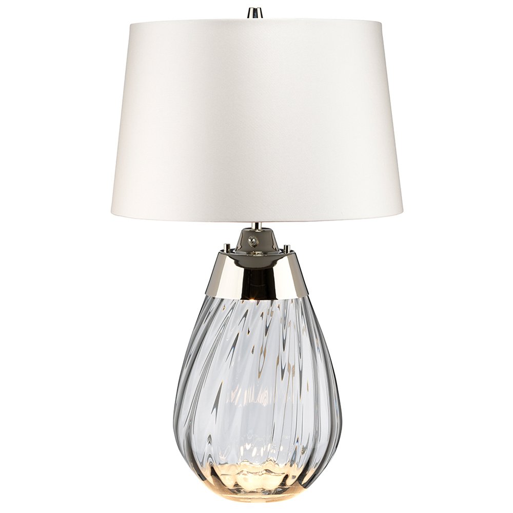 SELSEY Lampa stołowa Leensy z satyny średnica 35 cm biała/szara