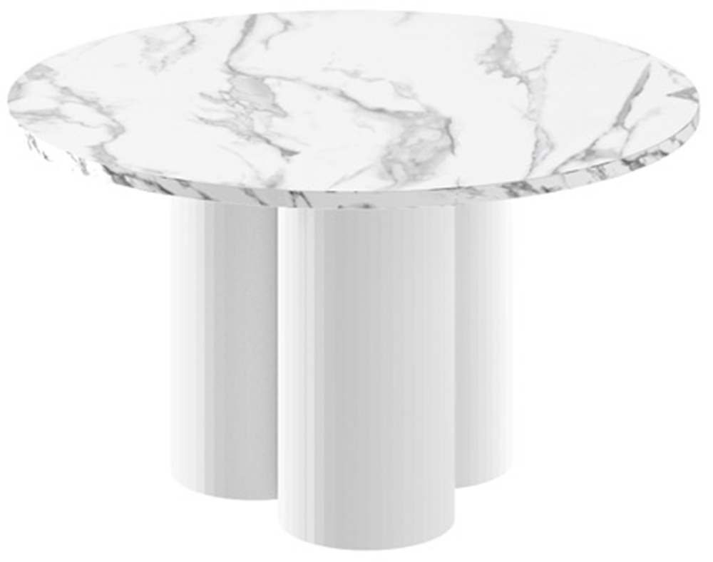 SELSEY Stolik kawowy Imprrese okrągły 80 cm biały marmur z białą podstawą