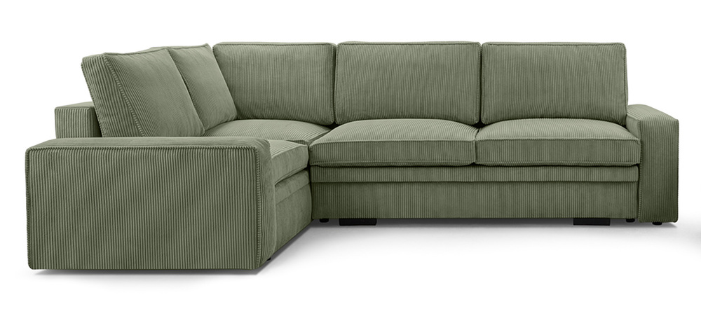 SELSEY Narożnik z funkcją spania Toledo lewostronny z pojemnikiem oliwkowy sztruks