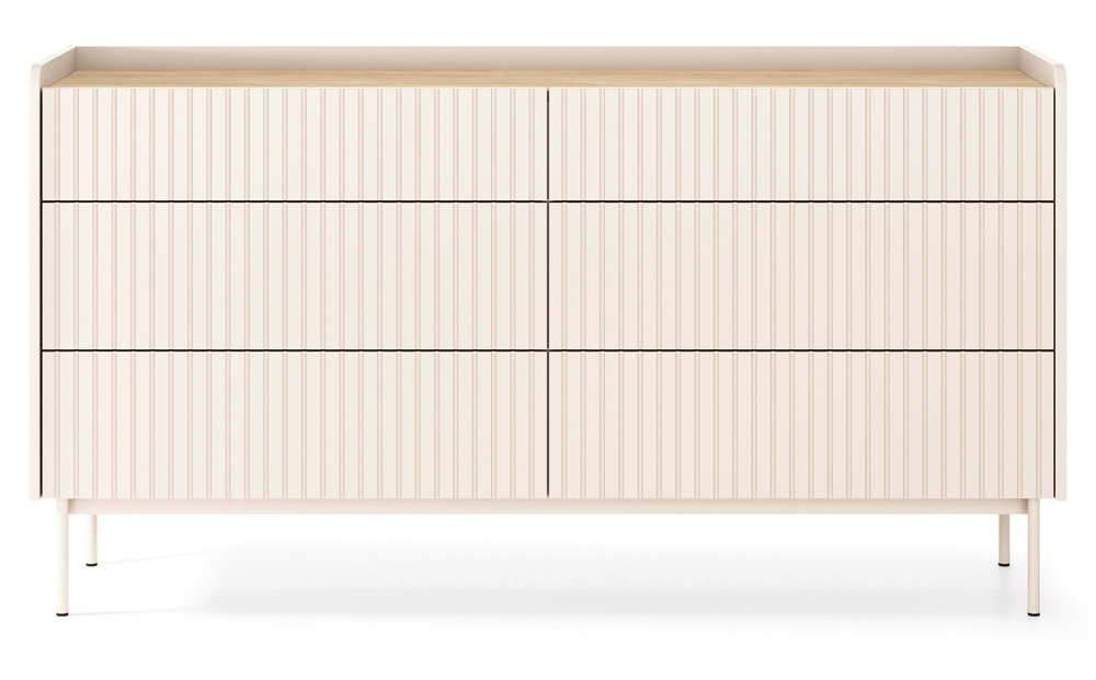SELSEY Komoda Liwelo z sześcioma szufladami 153 cm szarobeżowa