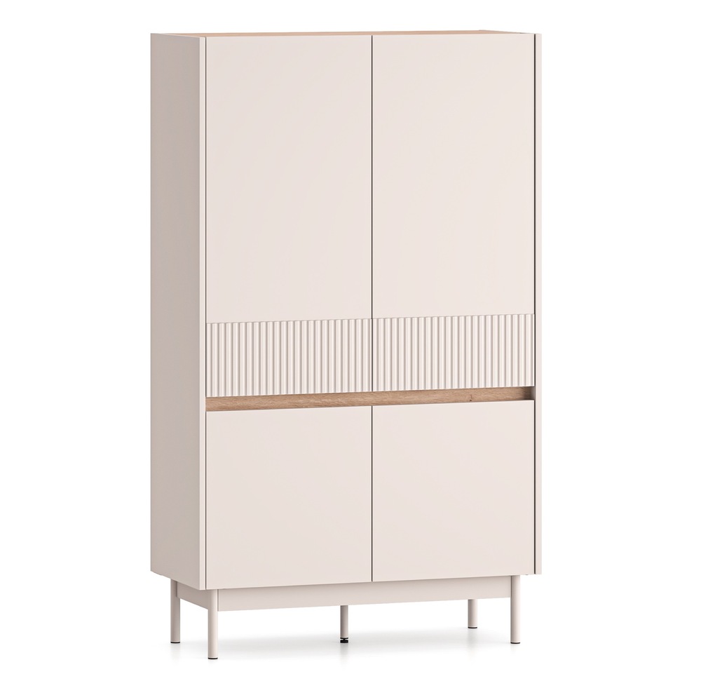 SELSEY Komoda wysoka czterodrzwiowa Dunea 92 cm kaszmir/dąb