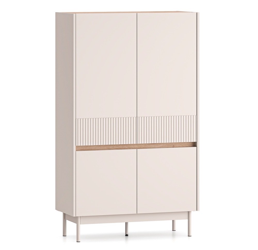 SELSEY Komoda wysoka czterodrzwiowa Dunea 92 cm kaszmir/dąb