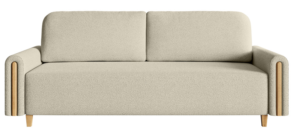 SELSEY Kanapa rozkładana trzyosobowa Majla z pojemnikiem jasnobeżowa boucle