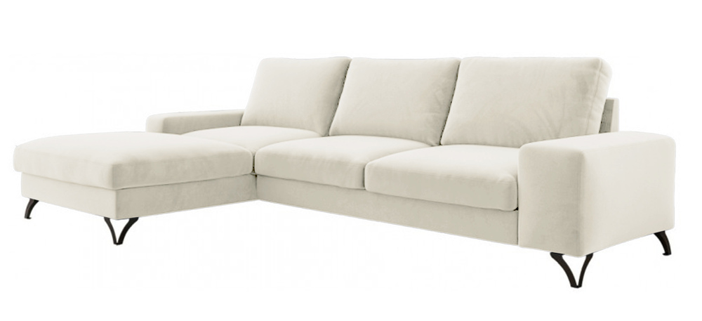 SELSEY Narożnik z funkcją spania Bewello L-kształtny z pojemnikiem kremowy welur łatwoczyszczący hydrofobowy lewostronny