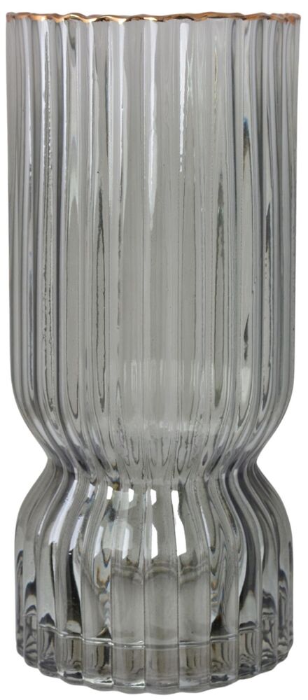 SELSEY Wazon Durhes szklany szary ze złotym rantem