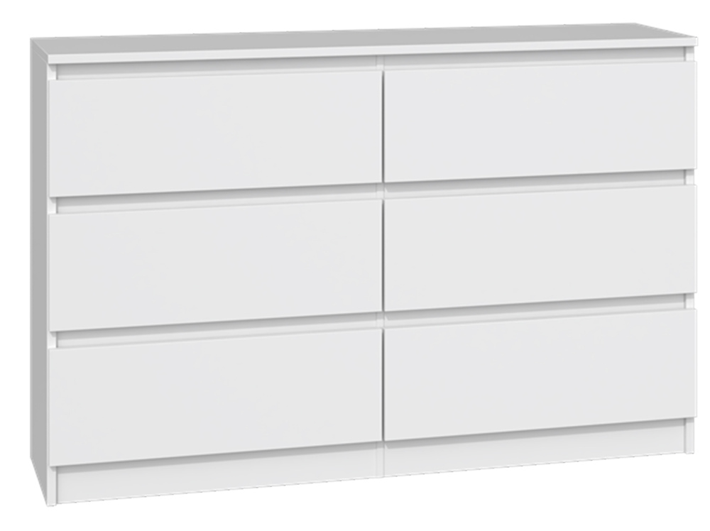 SELSEY Komoda Malwa z sześcioma szufladami 120 cm biała