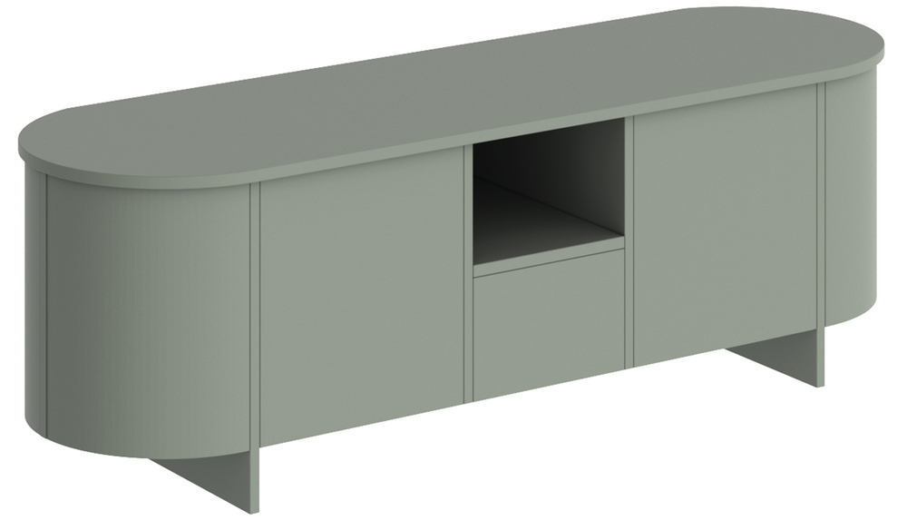 SELSEY Szafka RTV dwudrzwiowa Camplia z jedną szufladą 163 cm zielony mat