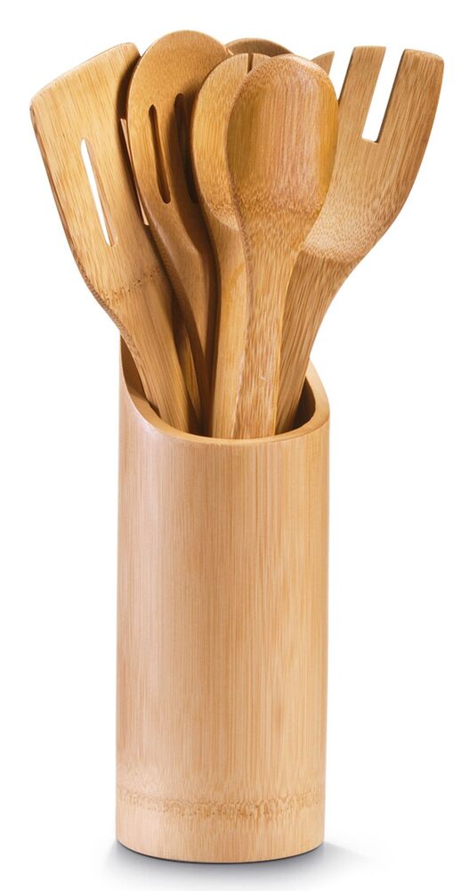 SELSEY Zestaw 6 akcesoriów kuchennych Shelinum z pojemnikiem bambus