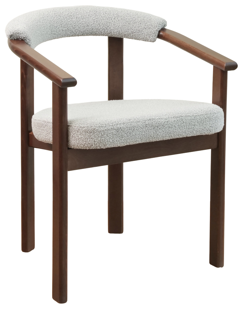 SELSEY Krzesło drewniane do jadalni Fingly orzech jasny/jasnoszare boucle