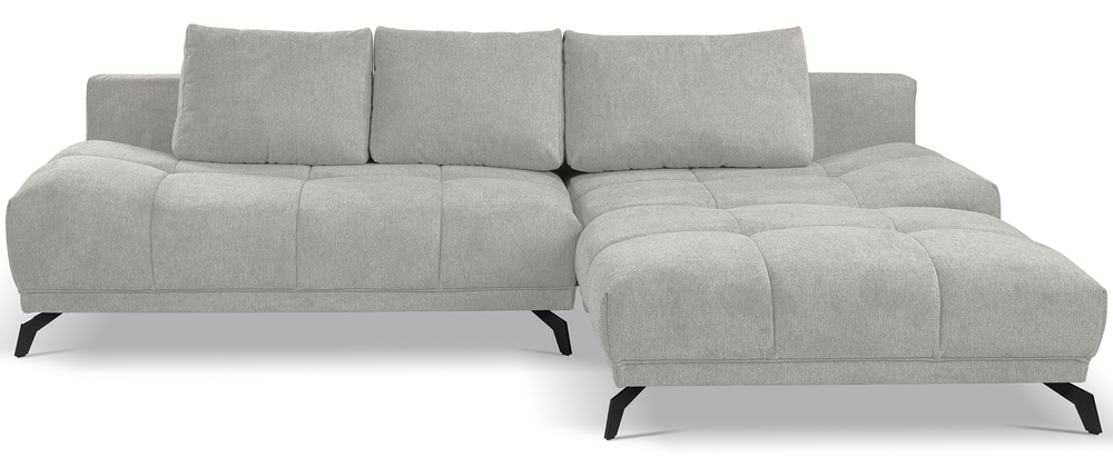 SELSEY Narożnik z funkcją spania Felipe L-kształtny prawostronny z pojemnikiem jasnoszary szenil hydrofobowy