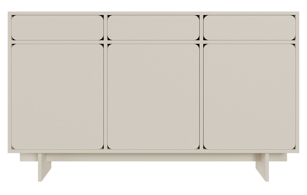 SELSEY Komoda trzydrzwiowa Wuwu z trzema szufladami 150 cm szarobeżowa