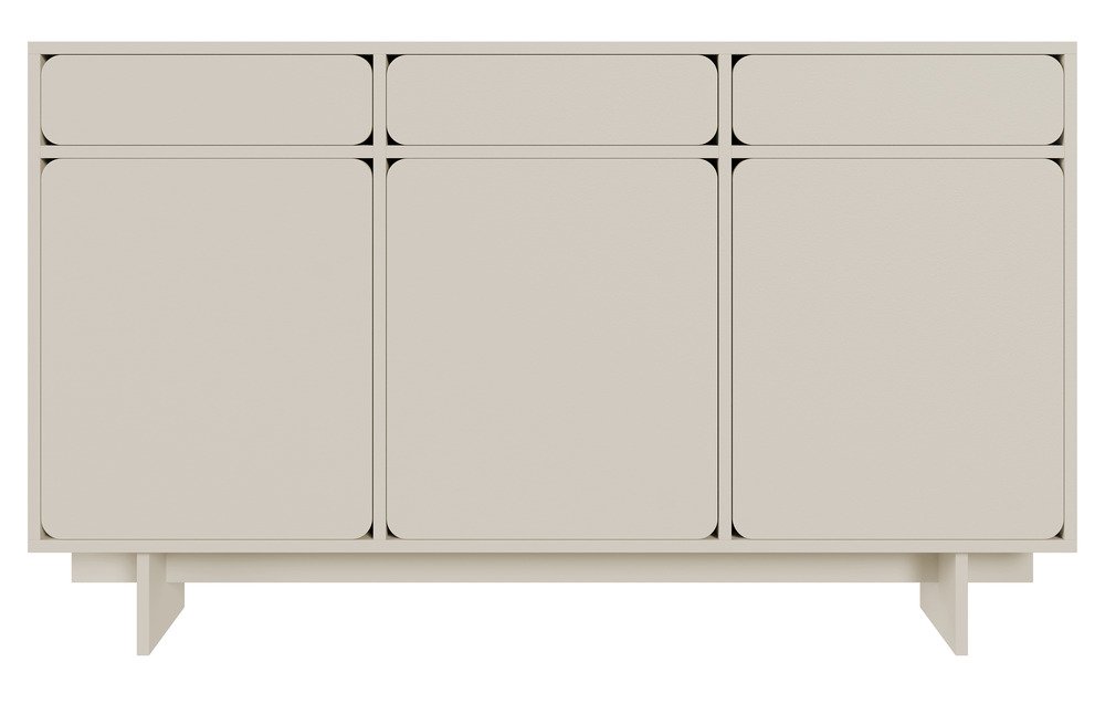 SELSEY Komoda trzydrzwiowa Wuwu z trzema szufladami 150 cm szarobeżowa