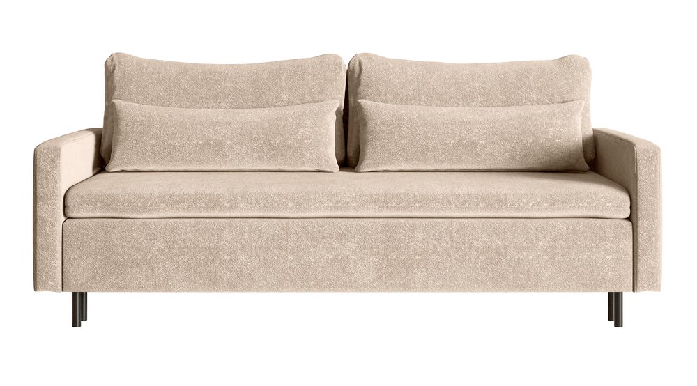 SELSEY Kanapa rozkładana trzyosobowa Umpro z pojemnikiem beżowa boucle