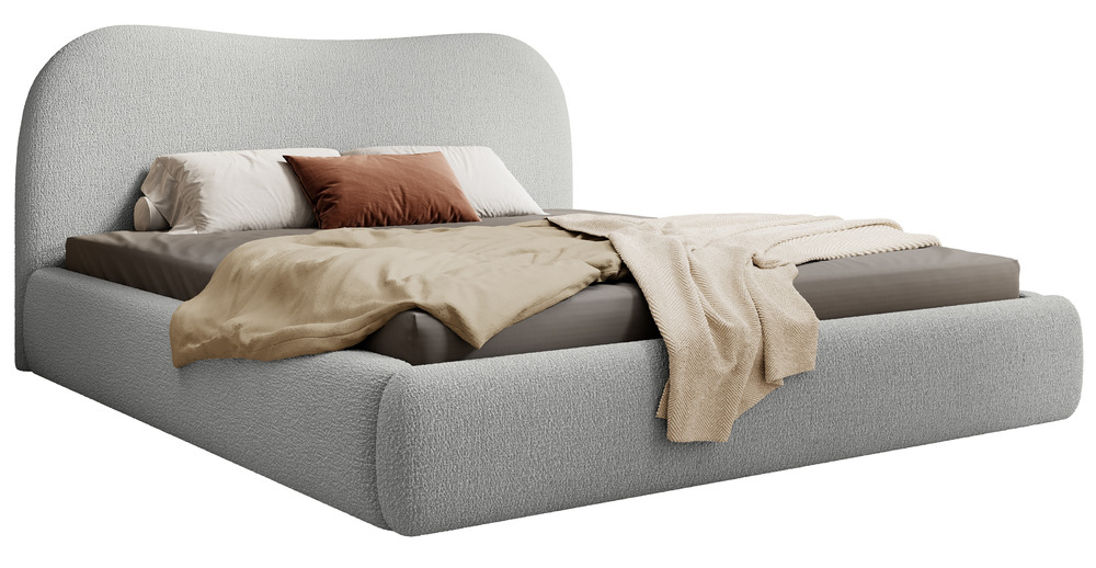 SELSEY Łóżko tapicerowane Simsalo 160x200 cm z pojemnikiem szare boucle