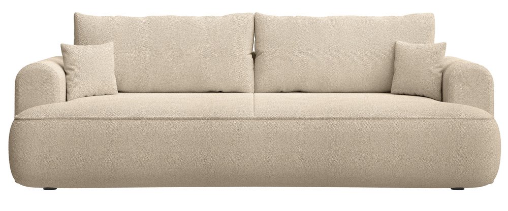 SELSEY Kanapa rozkładana trzyosobowa Ovo z pojemnikiem jasnobeżowa szenil