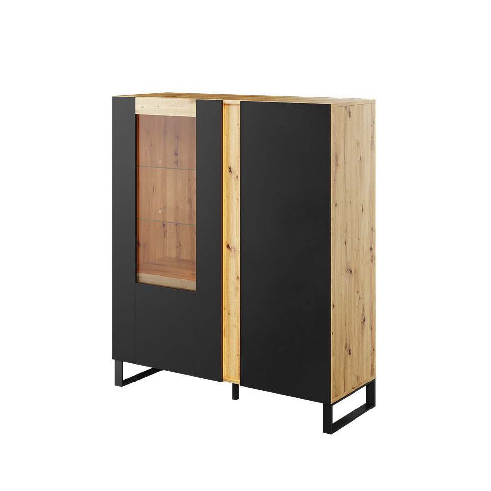 SELSEY Witryna dwudrzwiowa Mono Dąb evoke/Czarny mat