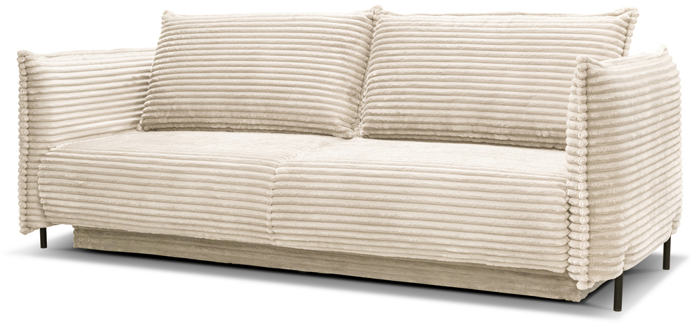 SELSEY Kanapa rozkładana trzyosobowa Amalfi z pojemnikiem kremowa gruby sztruks