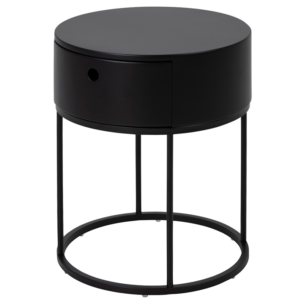 SELSEY Szafka nocna z szufladą Poerava okrągła czarna