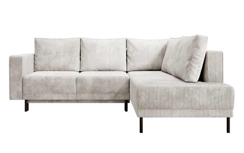 SELSEY Narożnik Rodario z funkcją spania i pojemnikiem na pościel szarobeżowy sztruks prawostronny