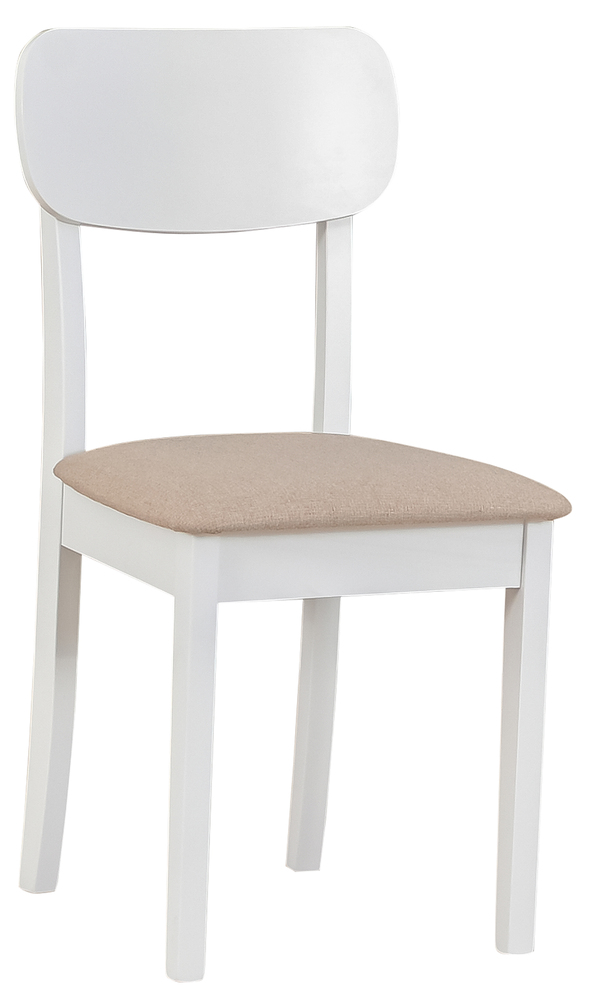 SELSEY Krzesło drewniane do jadalni tapicerowane Noeles beżowe/białe