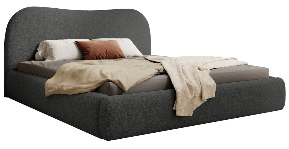 SELSEY Łóżko tapicerowane Simsalo 140x200 cm z pojemnikiem grafitowe boucle