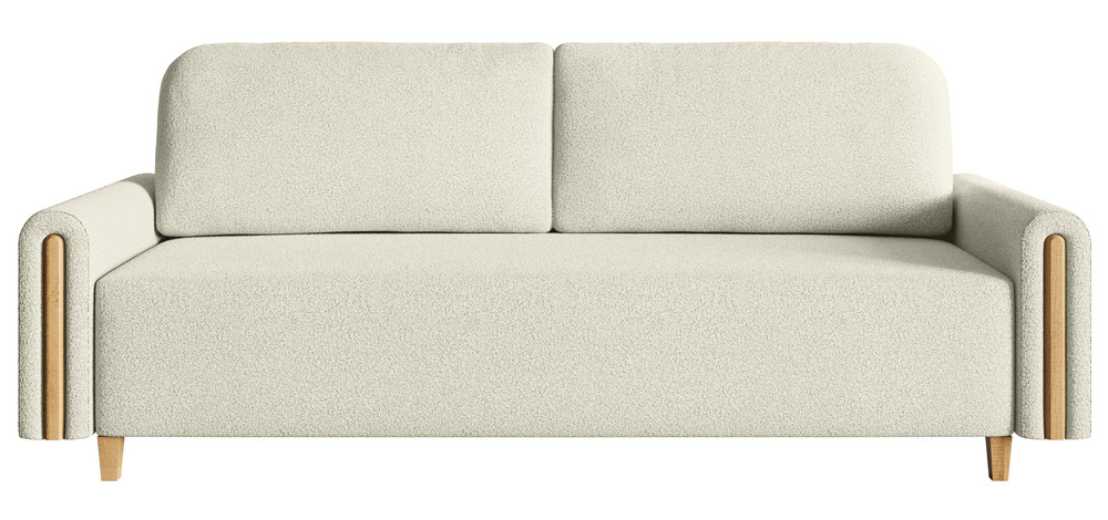 SELSEY Kanapa rozkładana trzyosobowa Majla z pojemnikiem kremowa boucle