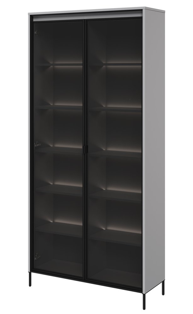 SELSEY Witryna dwudrzwiowa Trend 92 cm z LED Szara