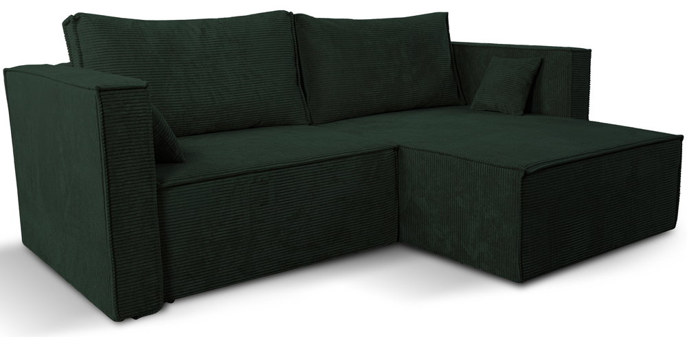 SELSEY Narożnik z funkcją spania Ontaro L-kształtny uniwersalny z pojemnikiem ciemnozielony sztruks