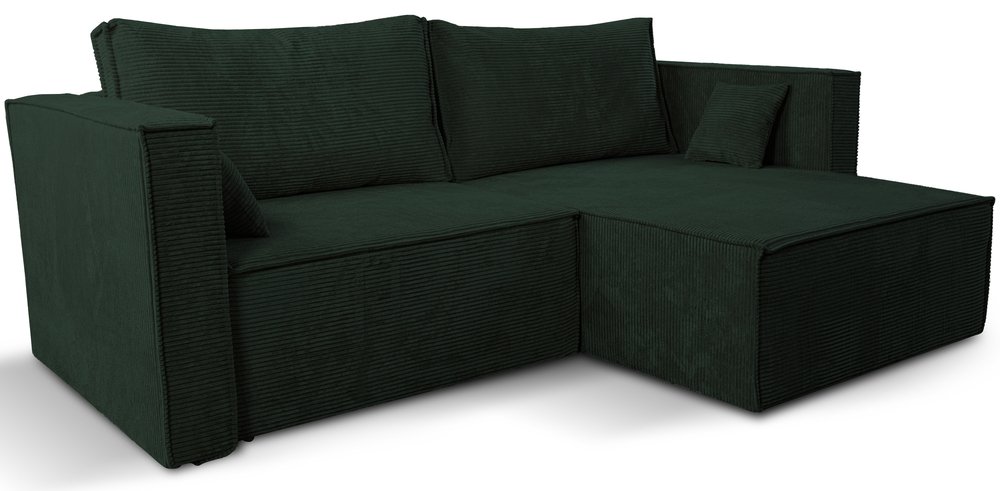 SELSEY Narożnik z funkcją spania Ontaro L-kształtny uniwersalny z pojemnikiem ciemnozielony sztruks