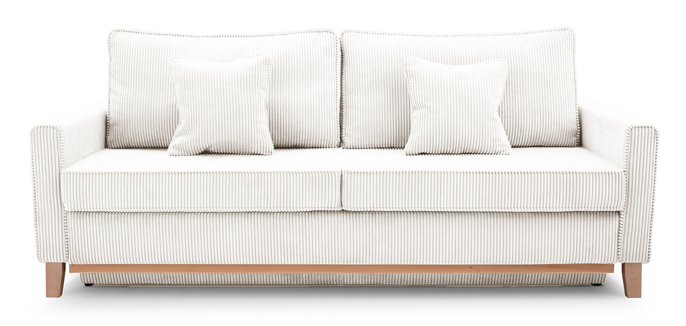 SELSEY Kanapa rozkładana trzyosobowa Caldiero z pojemnikiem kremowa sztruks