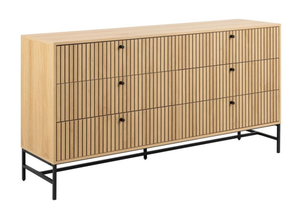 SELSEY Komoda Pously z sześcioma szufladami dąb lamele