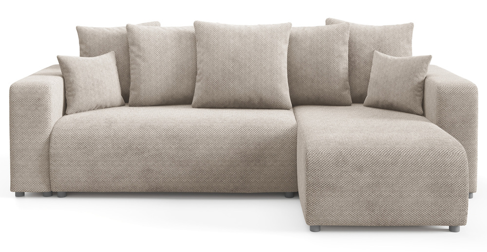 SELSEY Narożnik z funkcją spania Laria L-kształtny uniwersalny z pojemnikiem szarobeżowy szenil hydrofobowy