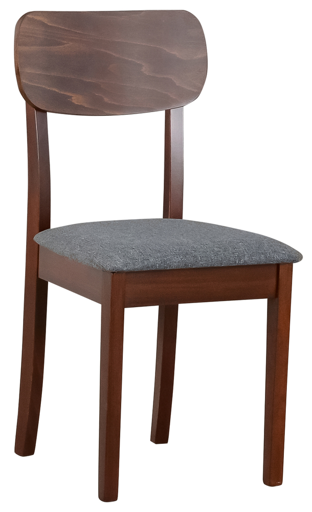 SELSEY Krzesło drewniane do jadalni tapicerowane Noeles ciemnoszare/orzech