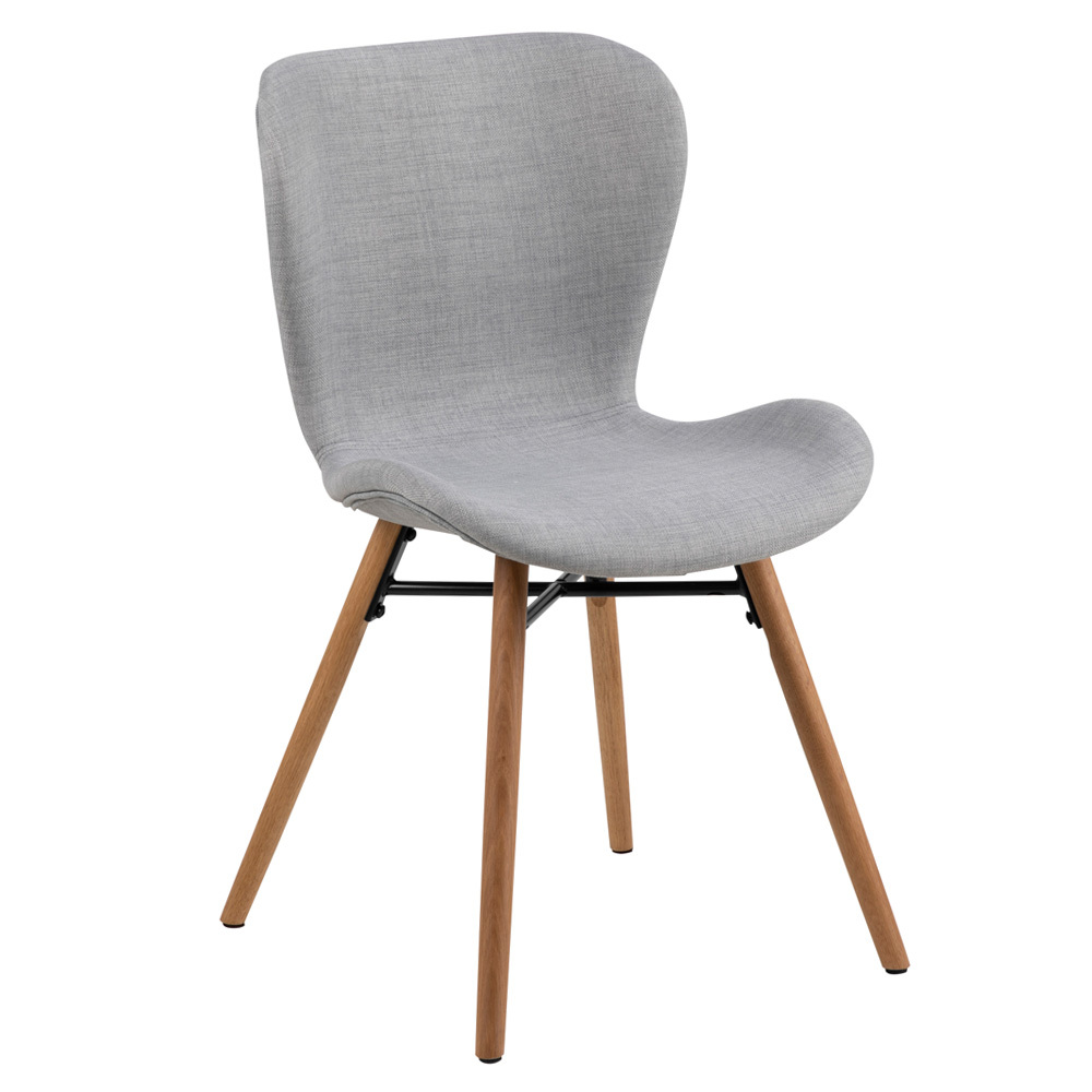 SELSEY Krzesło tapicerowane Glena jasnoszara tkanina na dębowych nóżkach