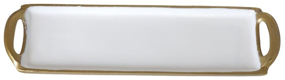 SELSEY Taca Voriall 35x10 cm metalowa z uchwytami biało-złota