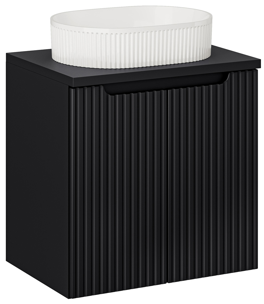 SELSEY Szafka łazienkowa dwudrzwiowa Novia z blatem i umywalką nablatową 60 cm czarna