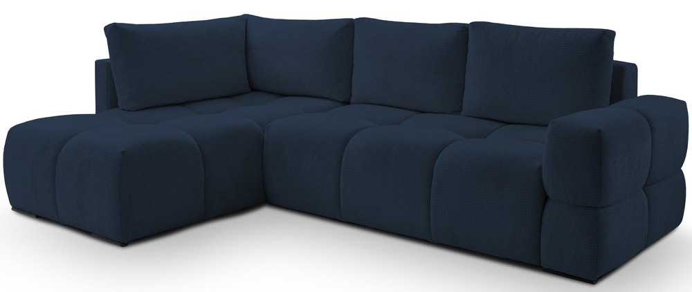 SELSEY Narożnik z funkcją spania Taremi L-kształtny uniwersalny z pojemnikiem granatowy szenil hydrofobowy