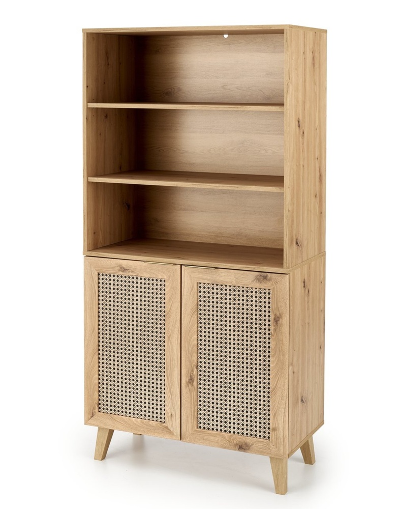 SELSEY Regał z zamykanymi wnękami Trivilla dąb artisan/ plecionka wiedeńska