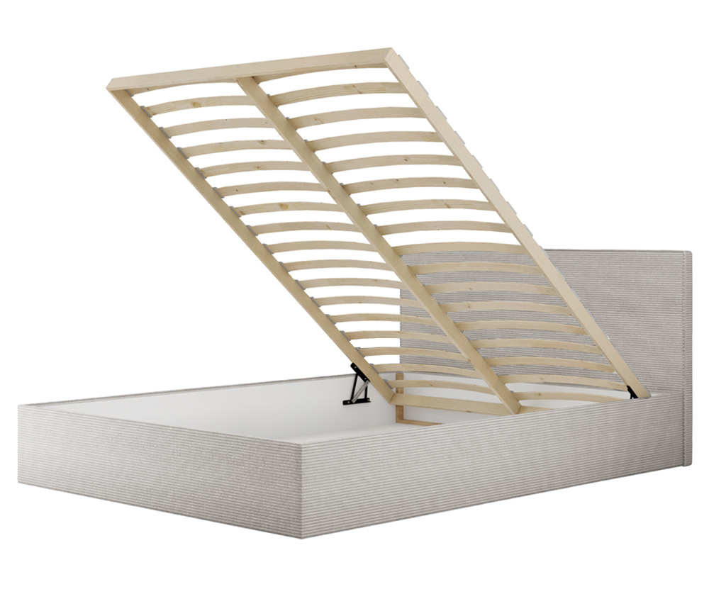 SELSEY Łóżko tapicerowane 140x200 cm Campile z pojemnikiem kremowe sztruks