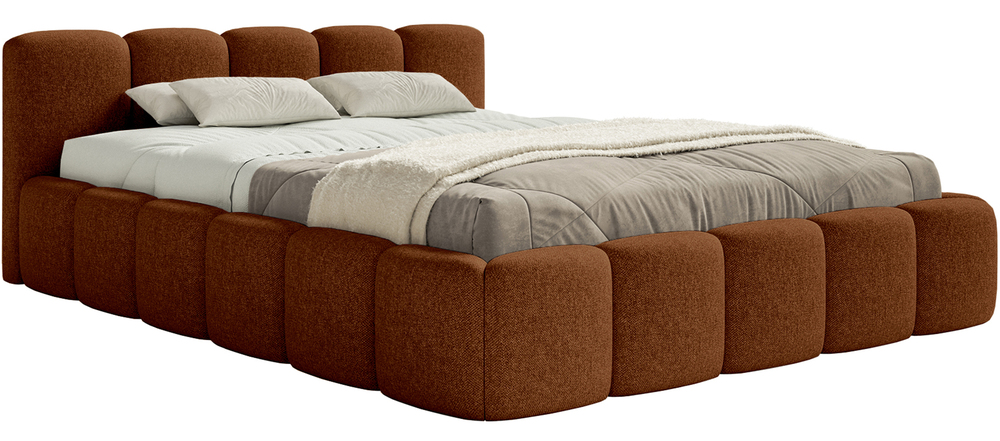 SELSEY Łóżko tapicerowane 140x200 cm Cloudy Low miedziane szenil hydrofobowy stelaż drewniany