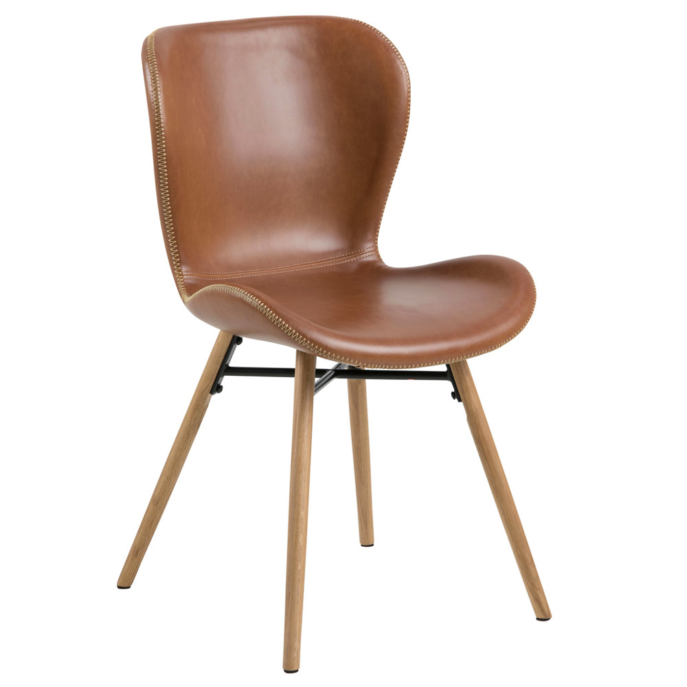 SELSEY Krzesło Glena brązowa ekoskóra na dębowych nóżkach