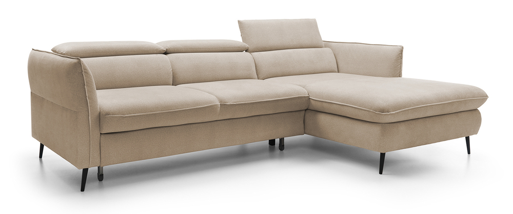 SELSEY Narożnik z funkcją spania Beira z pojemnikiem kremowy lewostronny