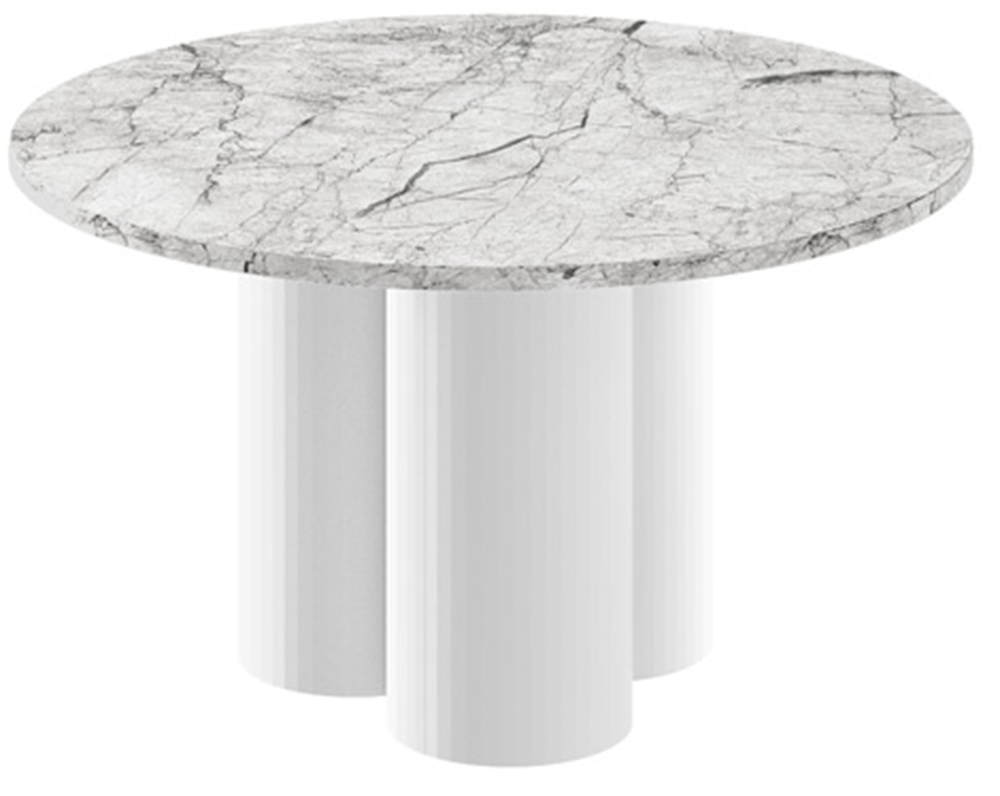 SELSEY Stolik kawowy Imprrese okrągły 80 cm szary marmur jasny z białą podstawą