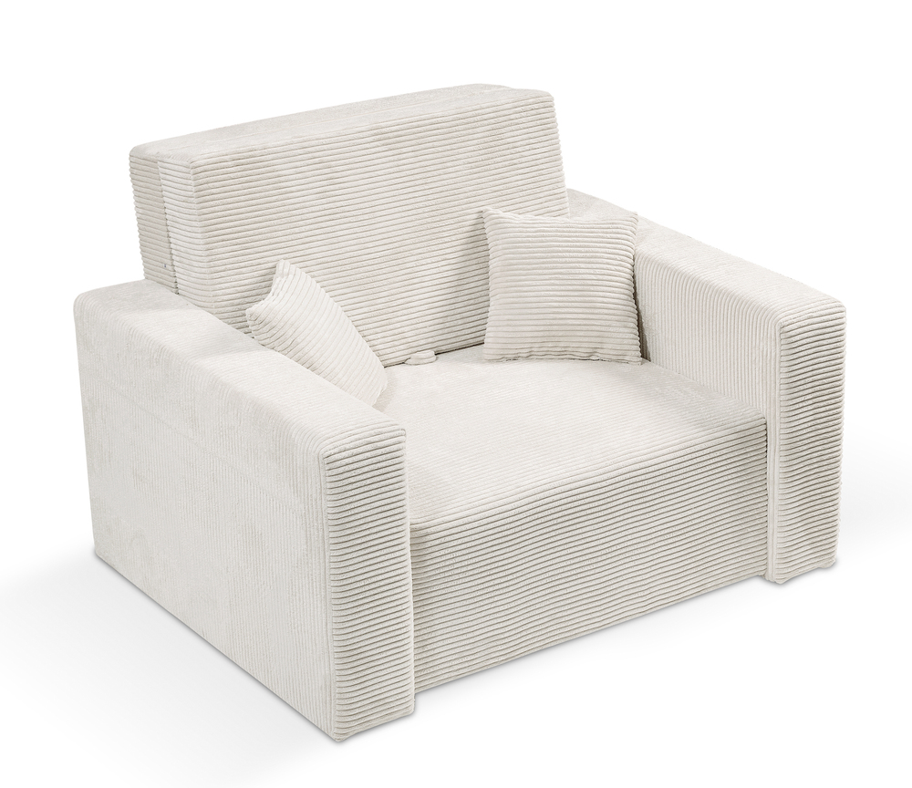 SELSEY Amerykanka jednoosobowa Peroso jasnobeżowa z pojemnikiem sztruks